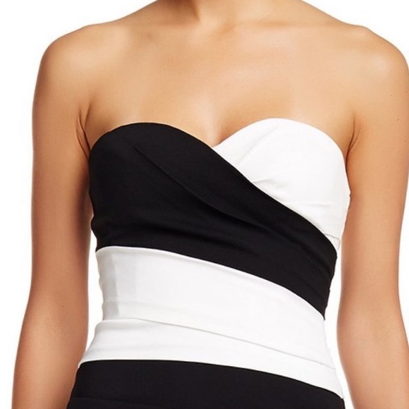 BCBG women’s formal black dress white stripes worn once strapless short size 6 - Picture 9 of 12